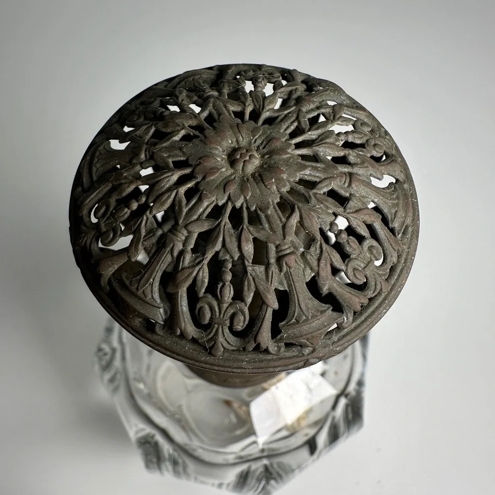 Antique Baccarat France Crystal Fragrance Lamp Berger Art Deco Paper Label 1930s